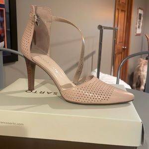 Cute beige heels with ankle strap